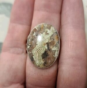 Vintage Italian Designer D Brancato Sterling Silver Agate Handcrafted Ring Sz 8